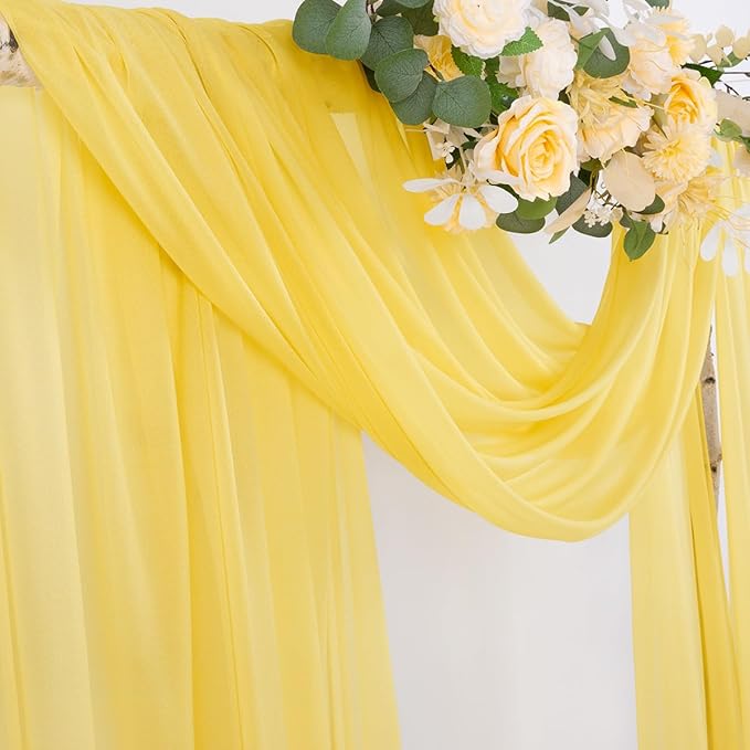 Socomi Yellow Sheer Wedding Arch Draping Fabric 29" x 20Ft 4 Panels Outdoor - Image 2