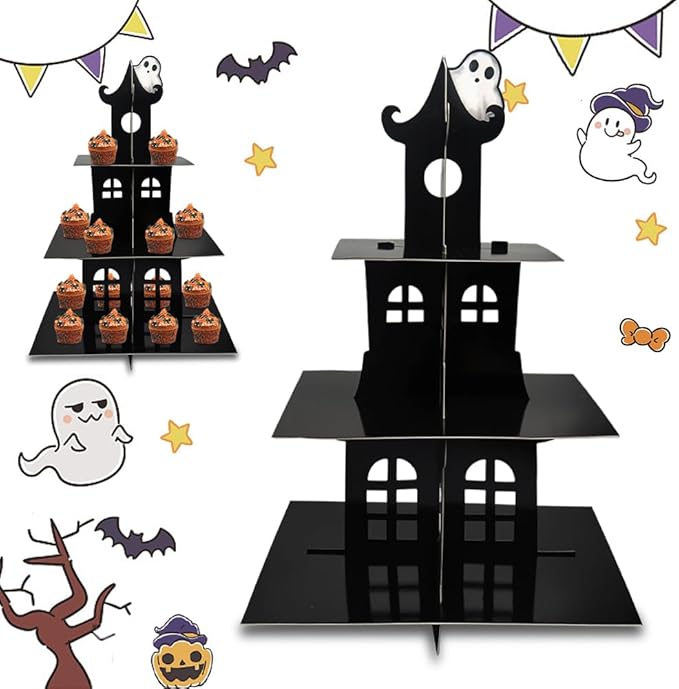 3-Tier Halloween Cupcake Stand Tower Halloween Castle Cake Stand Halloween by On-Airstore