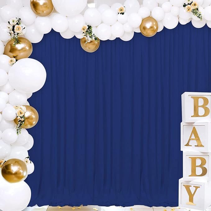 Joydeco Blue Backdrop Curtains for Wedding, Polyester Backdrop Drapes for Photo - Image 5