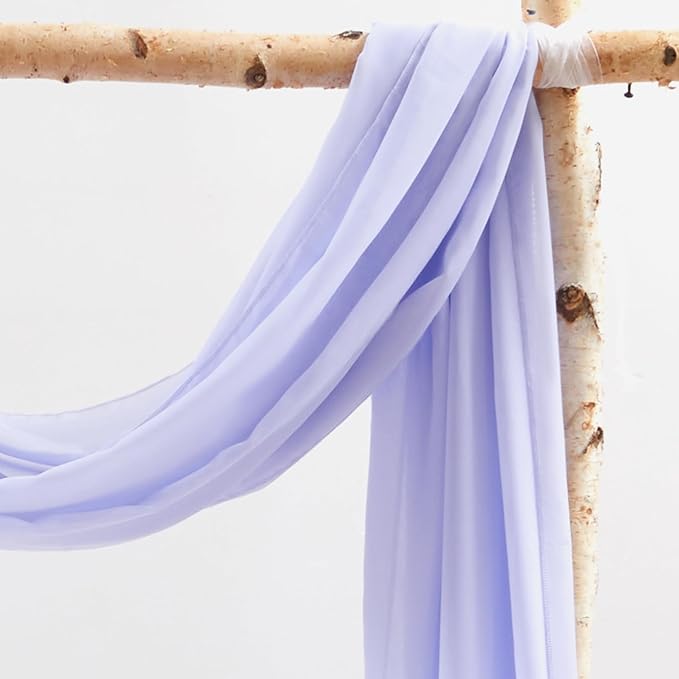 Wedding Arch Draping Fabric, 2 Panels 18FT Purple Sheer Chiffon Curtain Drapes - Image 3
