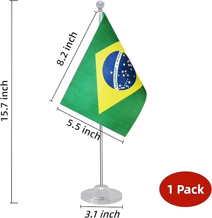 Brazil Desk Flag, Brazilian Table Office Flag - Image 2