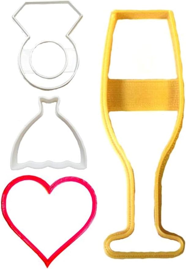 BRIDAL SHOWER ENGAGEMENT WEDDING COOKIE CUTTER SET OF 4 MADE IN USA by YNGLLC