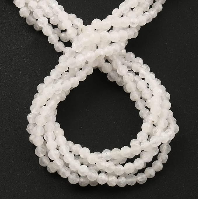 Song Xi 180pcs 2mm Natural White Moonstone Gemstone Faceted Round Loose Stones - Image 3