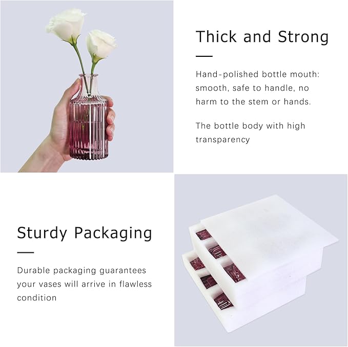 12pcs Glass Bud Vase Set, Small Purple Flower Vases - Image 6