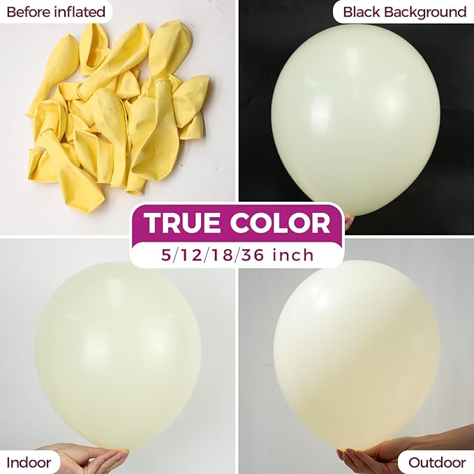 Bezente Pastel Yellow Latex Party Balloons - Image 2