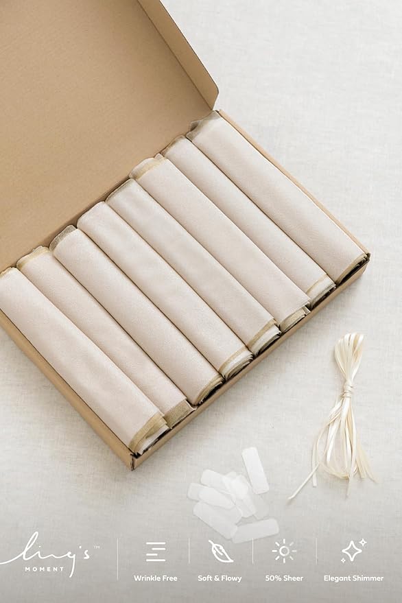 Ling's Moment Wedding Chiffon Chair Sashes Cover Aisle Decorations Draping - Image 7