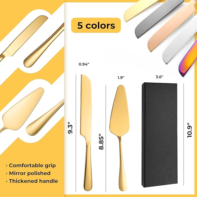 Personalized Wedding Cake Knife and Server Set Stainless Steel Cake Cutter - Image 3