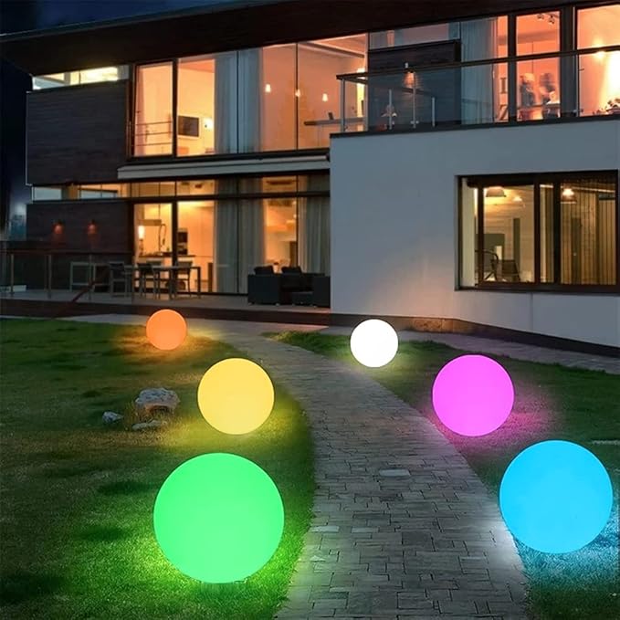 12-in LED Globe Orb Lamp, Dimmable RGB Color Changing Glowing Orb Lights - Image 8