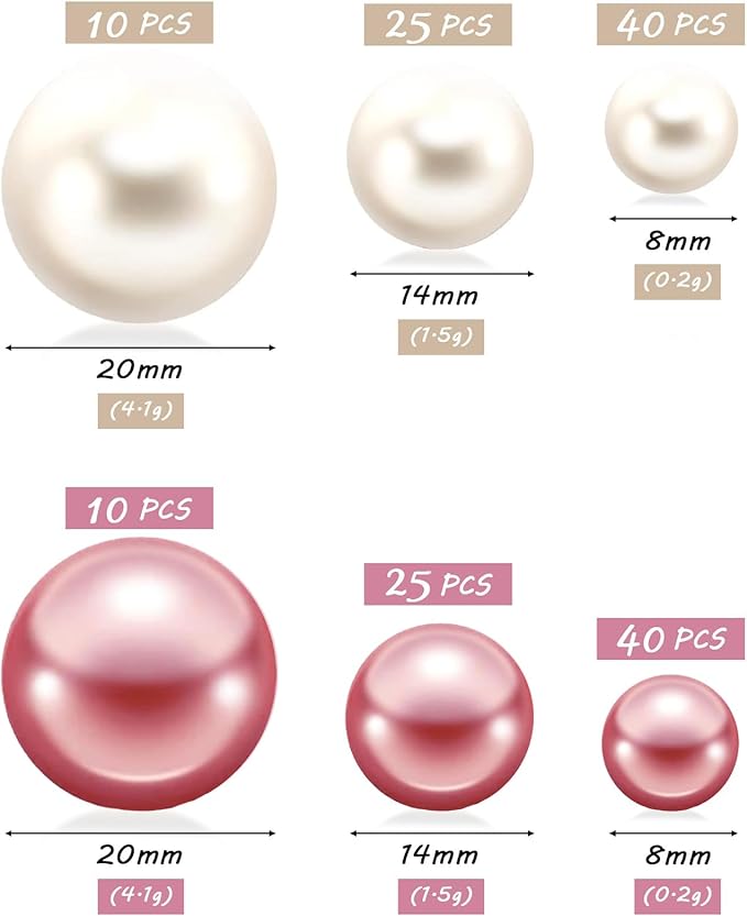 150Pcs Cream&Rose Gold Polished No Hole Faux Pearl Beads - Image 2