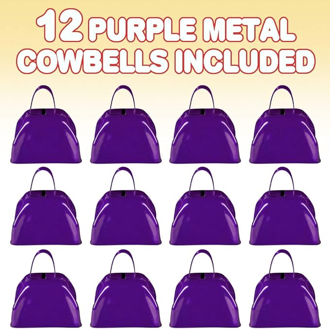 ArtCreativity 3 Inch Purple Metal Cowbell Noisemakers - Image 2
