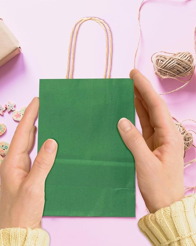 Bakepacker 100 Pcs Deep Green Mini Paper Gift Bags - Image 4