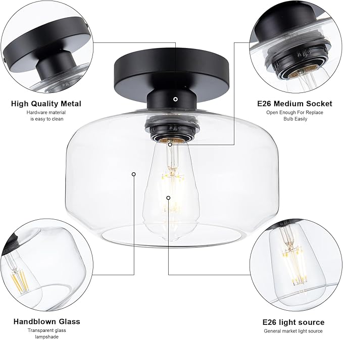 Black Flush Mount Ceiling Light - Image 6