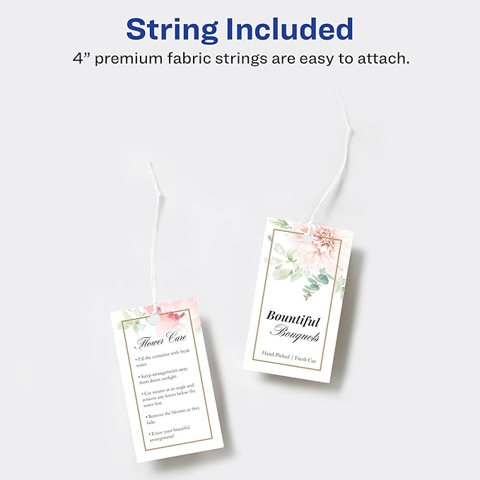 Avery Rectangle Tags, Sure Feed Technology, Matte White, Strings Included - Image 9