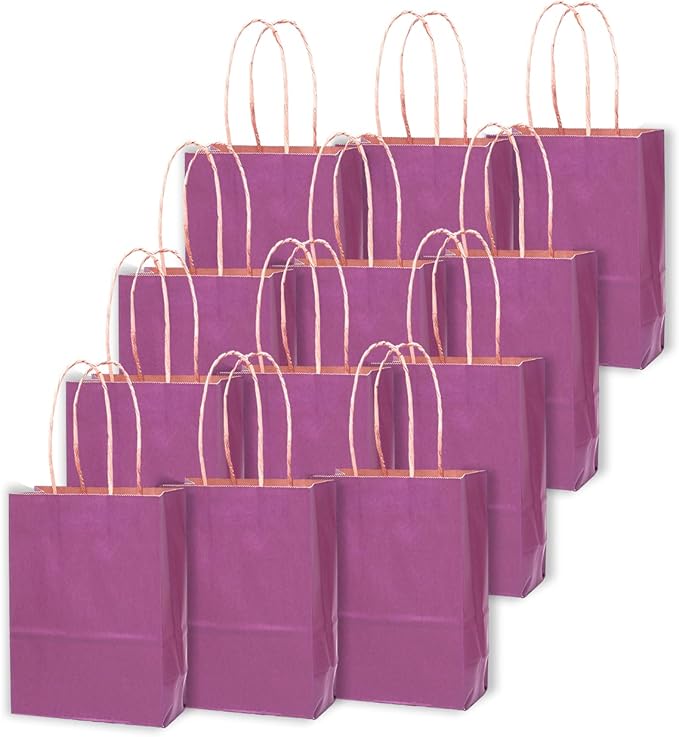 qiqee 24 Pcs Purple Mini Paper Gift Bags 6"x4.5"x2.5" - Image 3