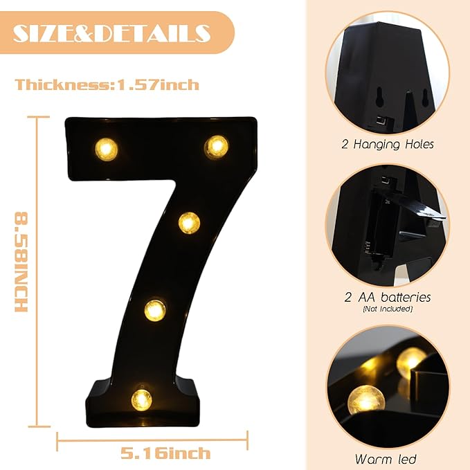 LED Marquee Numbers, 8.58 Inch Led Light Up Numbers - Image 2