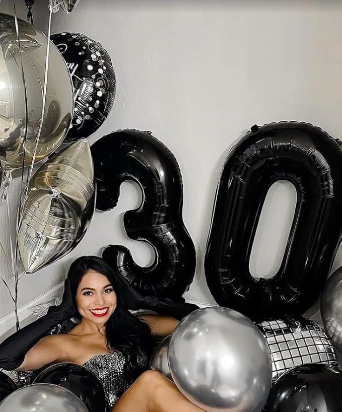 Black Number 30 Balloon, 40 Inch, Birthday Party Decorations, Graduation - Image 6