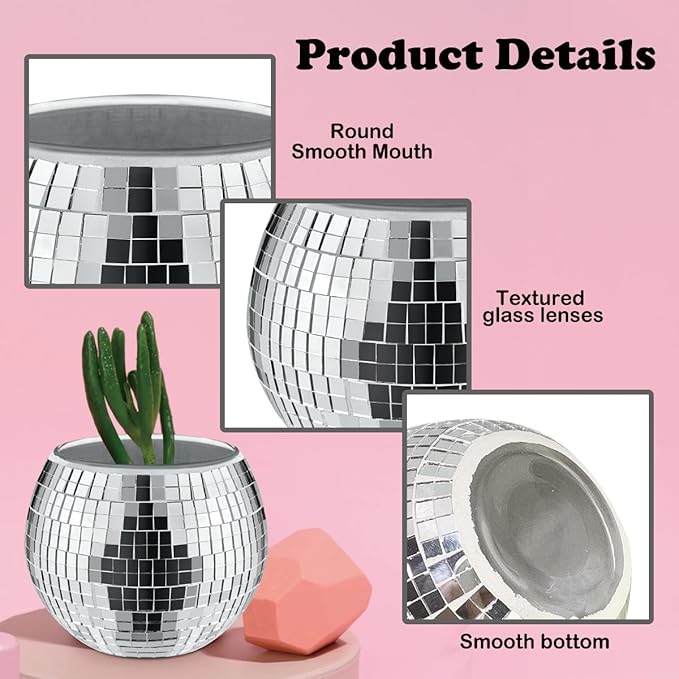 8 PCS Silver Disco Ball Vase, Glass Disco Ball Planter Candle Holder Vase Bulk - Image 4