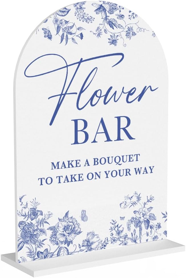 Acrylic Wedding Signs, Dusty Blue Wedding Decor, Flower Bar Desk Decor by KongMoTree