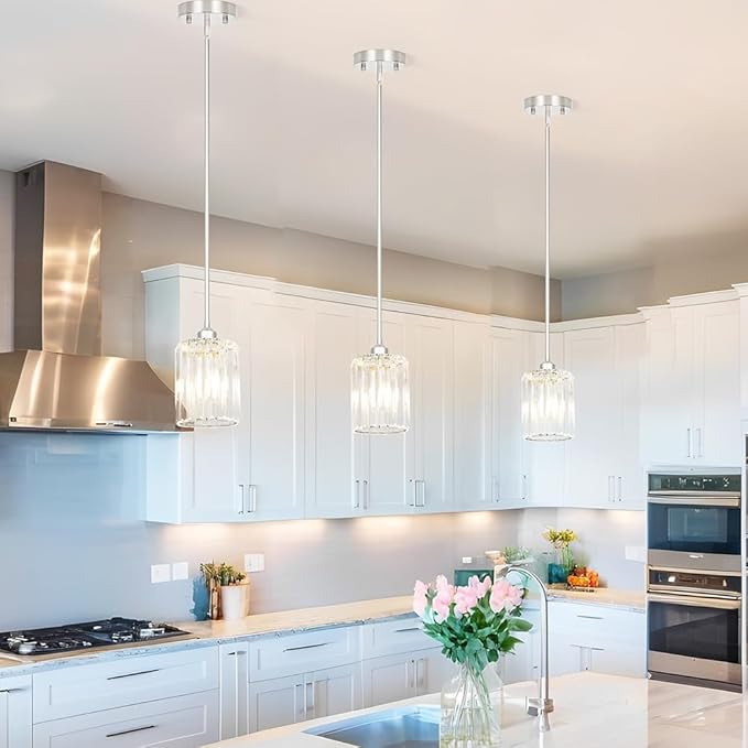 Chrome Kitchen Pendant Lights Over Island - Image 2