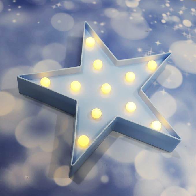 LED Marquee Star Sign Night Light, Battery Operated Star Shaped Desk Table Lamp - Image 3