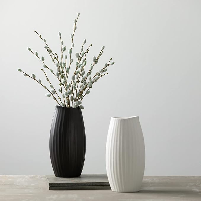Sullivans Ceramic Textured White Vase, Minimalist Decoration - Image 6