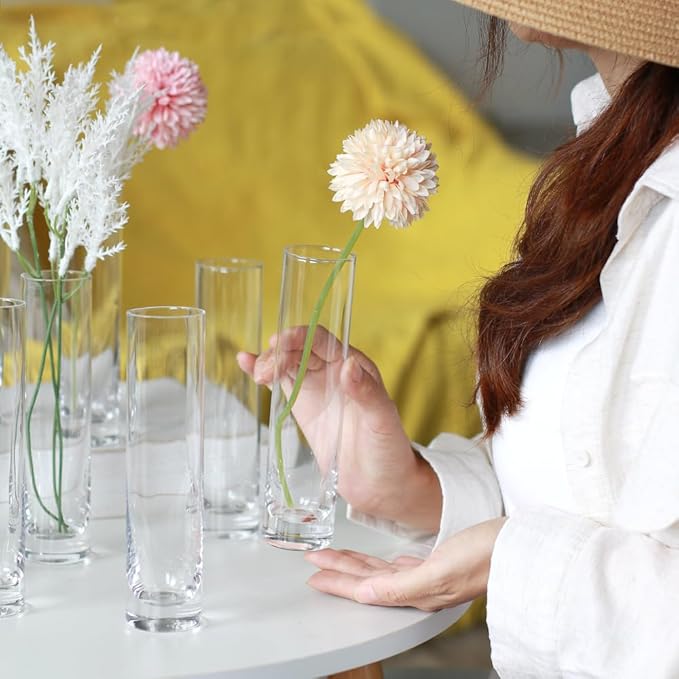 Glass Cylinder Bud Vases for Centerpieces, Handmade Slim Flower Vases Wedding - Image 4