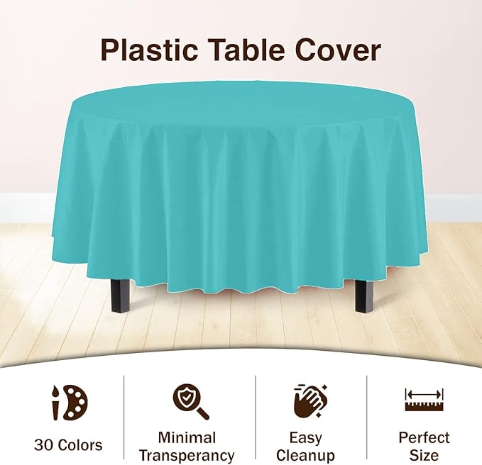Party Solids 12-Pack Premium Plastic 84-Inch Round Tablecloth - Image 3