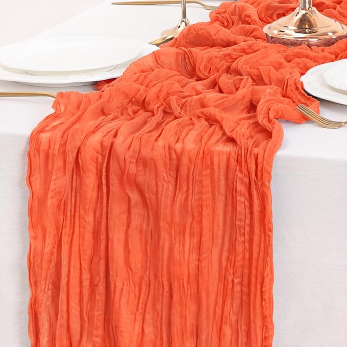 Orange Table Runner Cheesecloth Table Runner 10FT Farmhouse Table Runners 120 - Image 5