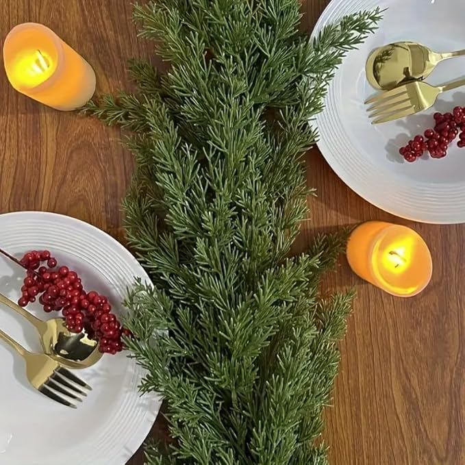 9FT Artificial Christmas Cedar Garland, Realistic Soft and Thick Touch Greenery - Image 3