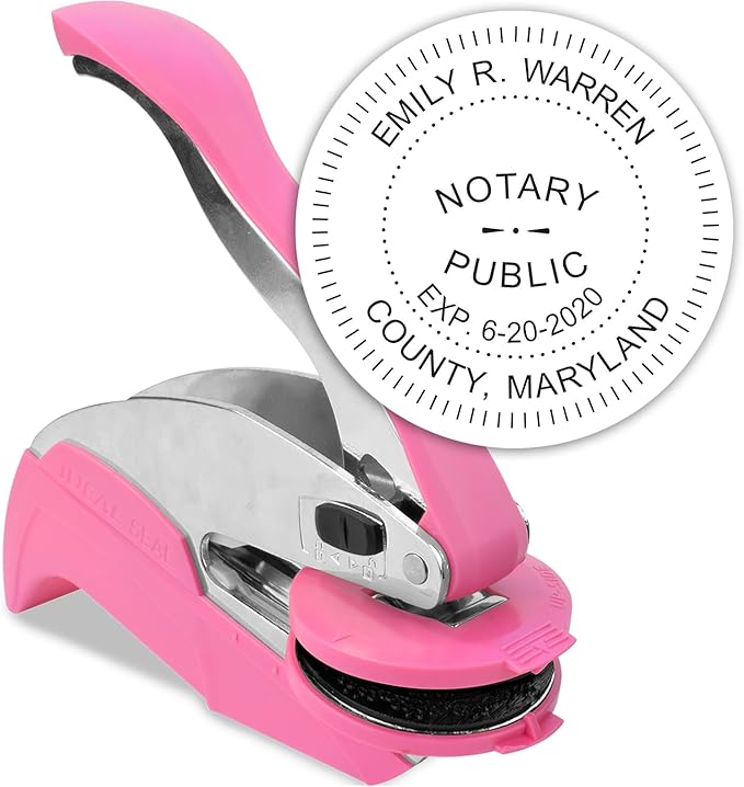 MaxMark Notary Seal Round Pink Embosser by Maxmark