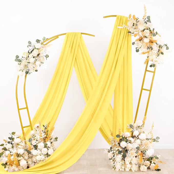 Socomi Wedding Arch Draping Fabric 2 Panels 29" x 19Ft Sheer Chiffon Curtain - Image 3