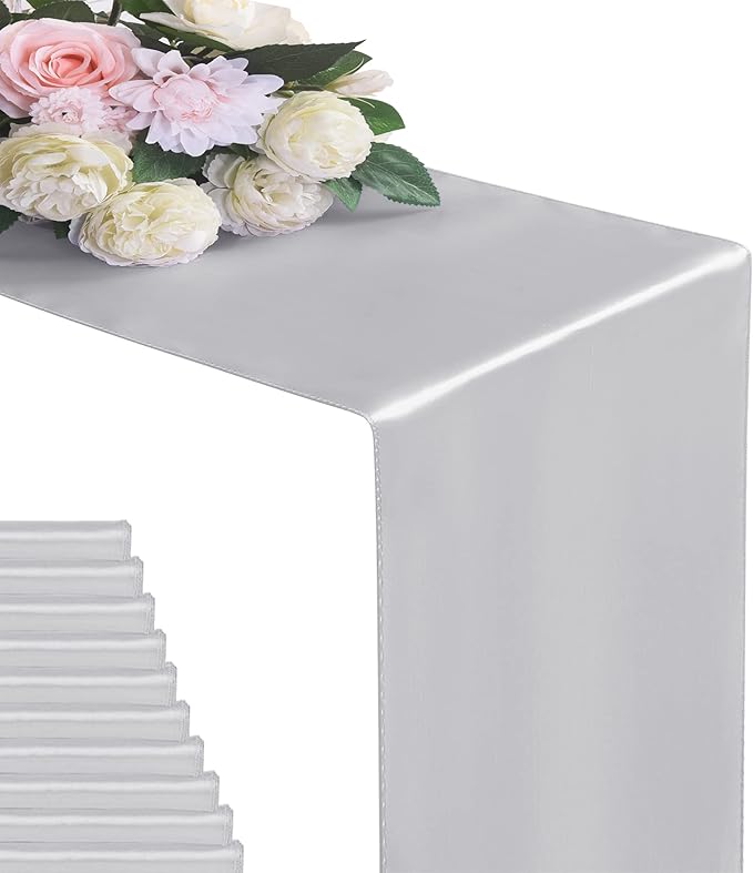 12Pack Table Runner 12 x 108 Inches Satin Silk Table Runner by flohar