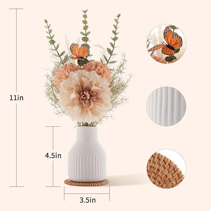 Small Fake Flowers in Vase 14" Centerpiece Table Decorations Silk Flowers - Image 7