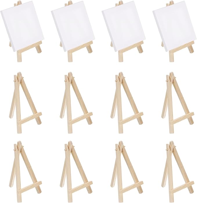 MECCANIXITY Mini Wood Display Easels, 5.9"x3.1"A-Frame Painting Tabletop Easels by MECCANIXITY