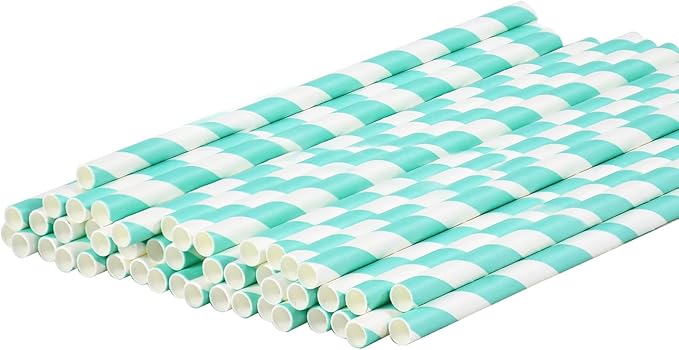 Light Blue 7.75 inch Disposable Paper Straws - Image 8