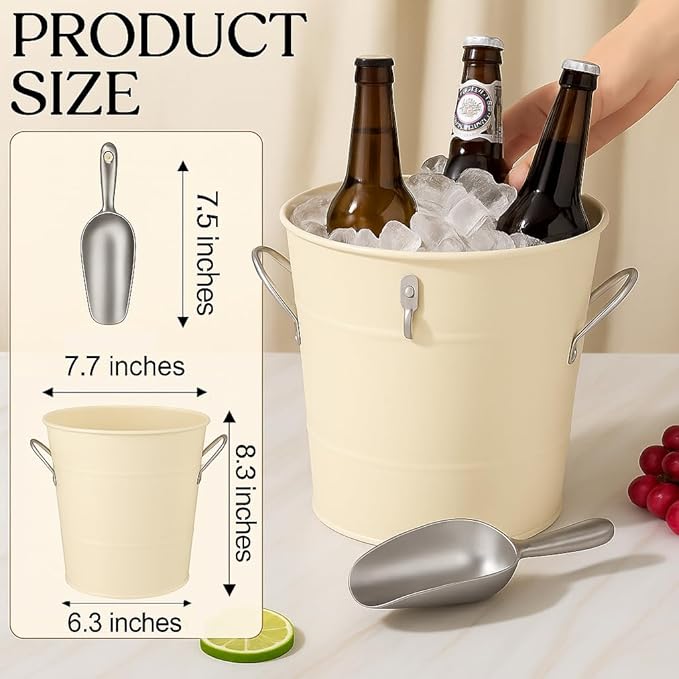 Insulated Ice Bucket with Lid Scoop Handle - Image 2