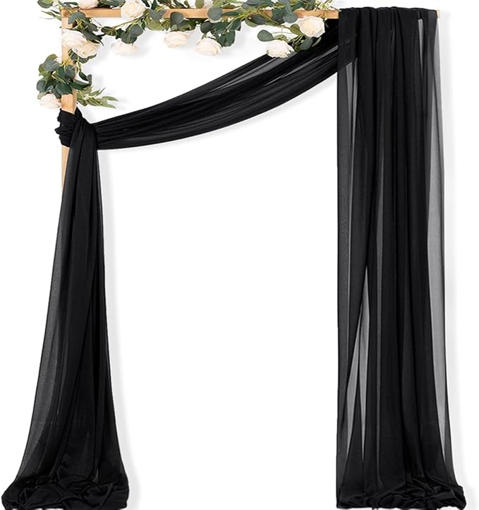 MLMC Black Wedding Arch Draping Fabric 1 Panel 29" x 20 FT Extra Long Gauze by MLMC
