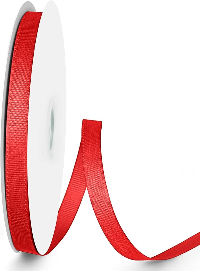 50 Yards 3/8 inch Grosgrain Ribbon, Solid Color Fabric Ribbon Perfect by VISPAD