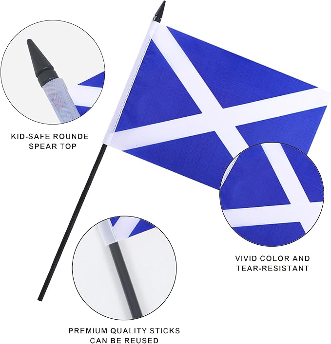 Scotland Desk Flag 12" Solid Pole Deluxe Set Scot Flags Banner Mini Small - Image 4