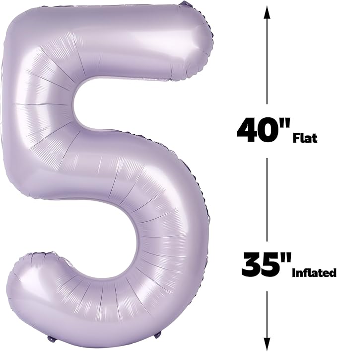 Large Lavender 40 Inch Birthday Number 5 Balloon, Lilac Five 5th 15 25 35 50 55 - Image 3