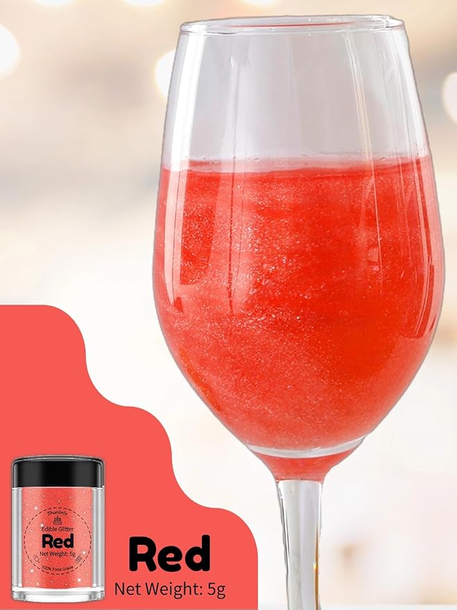 Shanlinly Red Edible Glitter for Cakes Drinks - Image 3