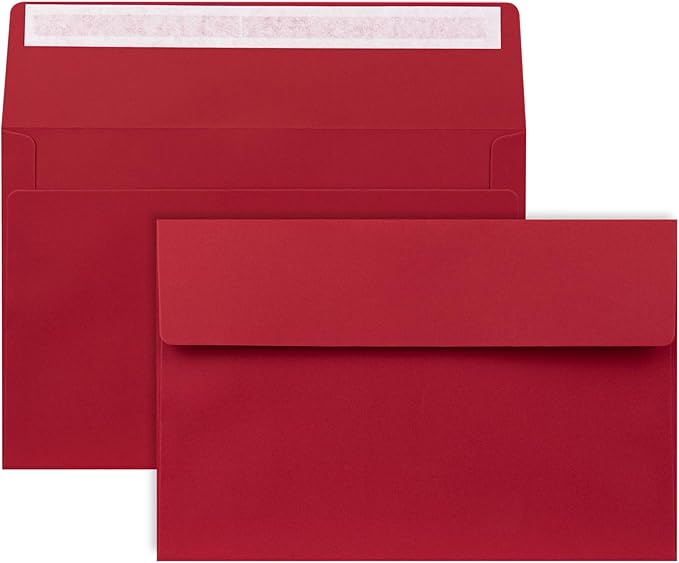 A9 Envelopes Red 5.75x8.75 Invitation Envelopes Self Seal Pack of 50 Blank by AZAZA