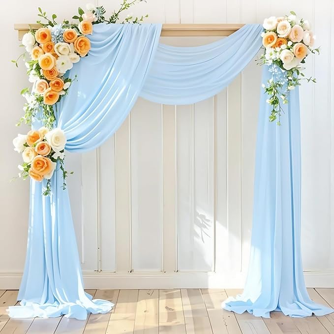 Wedding Arch Draping Fabric 1 Panel 30'' x 18FT Baby Blue Sheer Chiffon Arch by LINXTAR