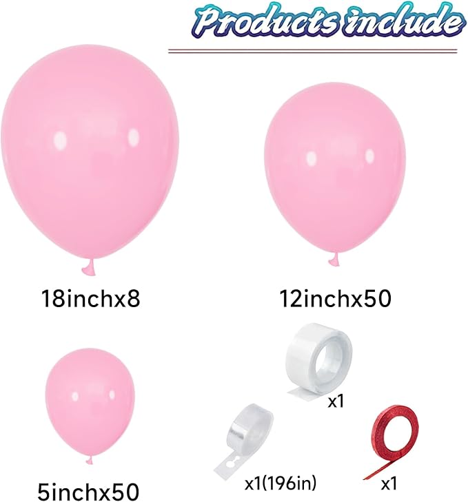KAWKALSH Light Pink Balloon Arch Kit 111Pcs 18 12 5 Inch Latex Party Balloons - Image 2