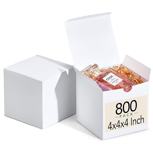 MESHA Gift Boxes 4x4x4'' 800 Pack White, Small Cardboard Gift Box by MESHA