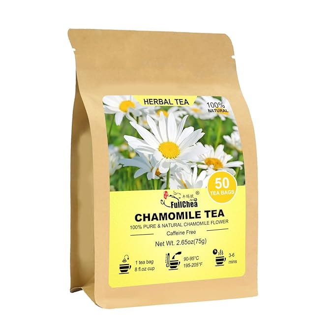 FullChea - Chamomile Tea bags, 50 Teabags - Pure & Natural Chamomile Flower by FullChea
