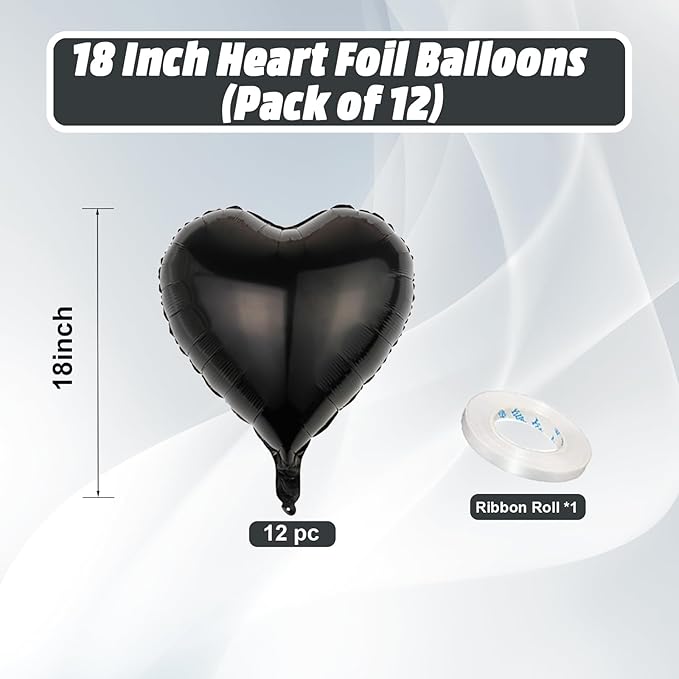 Black Heart Balloons, 18 Inch Black Heart Shape Balloon - Image 2