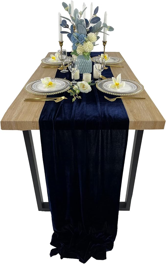 Luxurious Velvet Table Runner, 10ft Wedding Reception Decorations, 20x120inch by EHLDekol