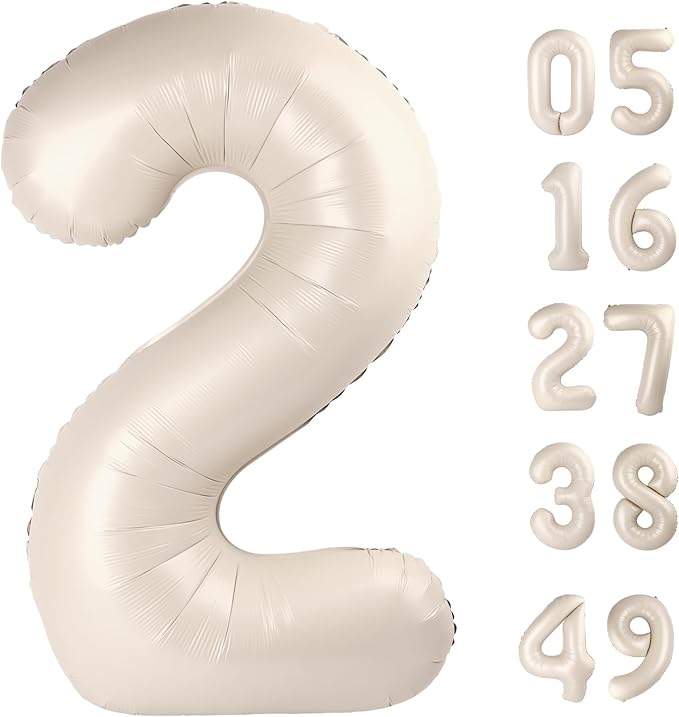 Cream white number balloon 2026 by Upgesy