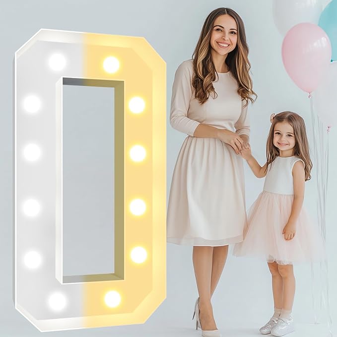 Pooqla 4 FT Light Up Marquee Numbers, Giant Mosaic Light Up Numbers Cool White by Pooqla